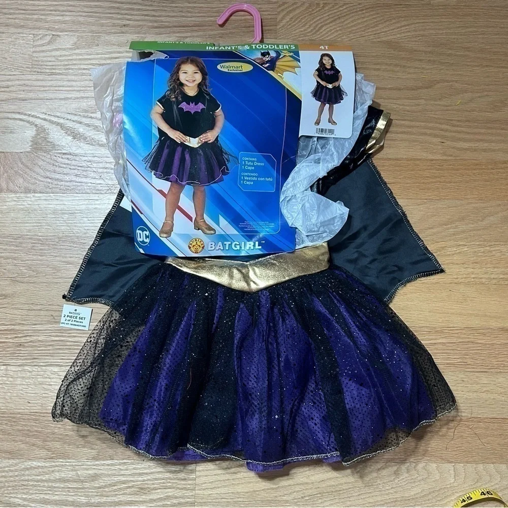 Batman Batgirl Costume NEW Black Purple Kids Halloween 4T Dress Tutu Cape